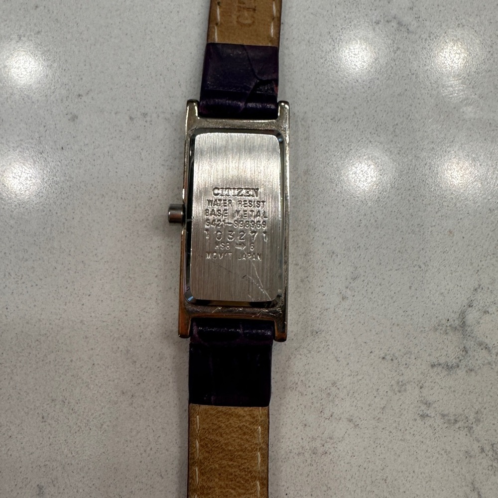 Citizen purple crocs leather strap silver trunk style mini - Picture 5 of 5